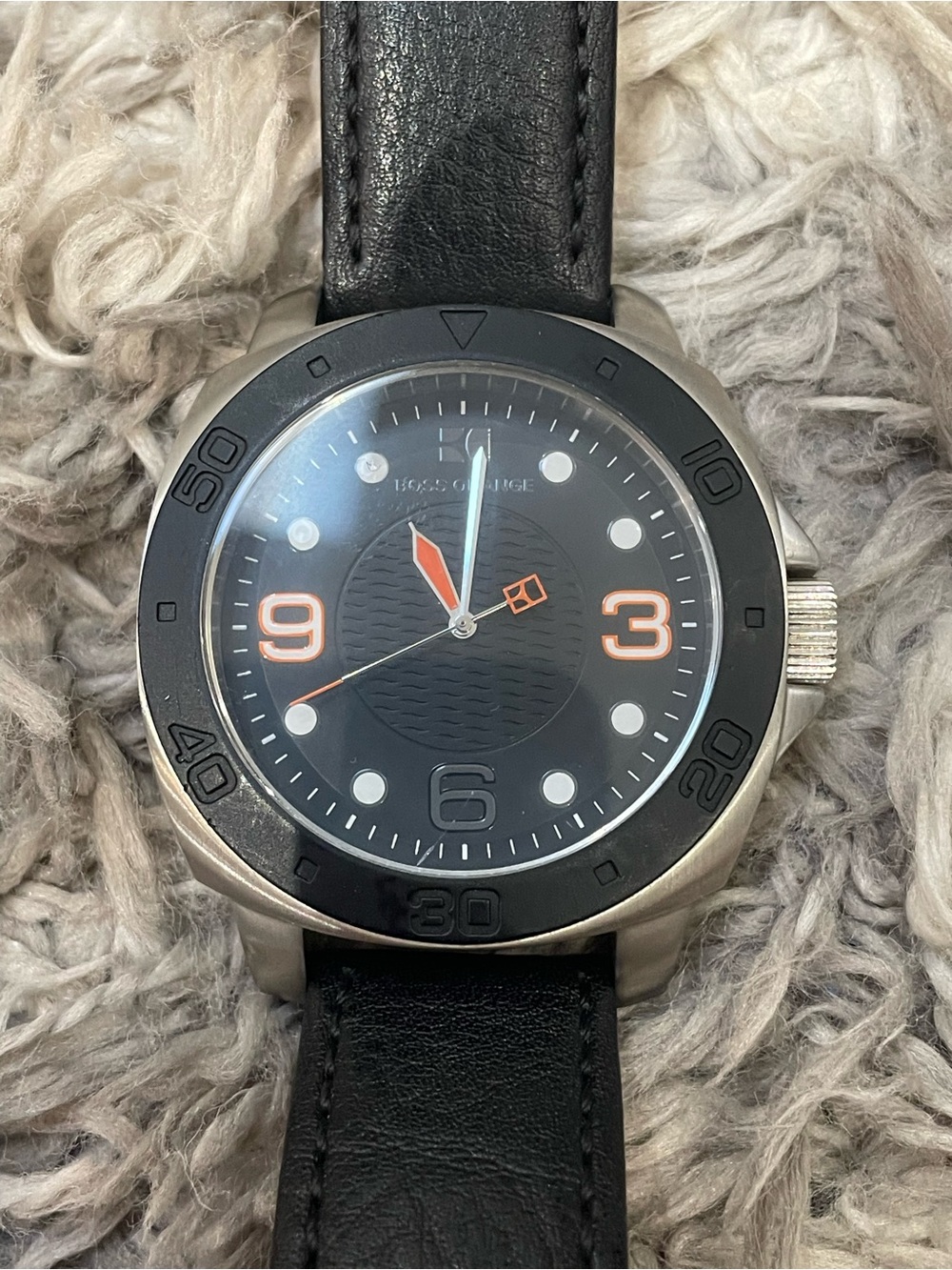 Hugo Boss Orange Mens 1512669 Black Dial Watch with Leather Strap